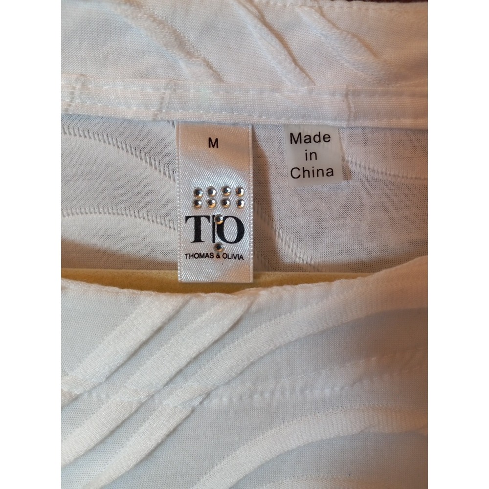 Thomas Olivia Womens White French Twist 3/4 Sleeve Shirt Size Medium - Picture 3 of 13